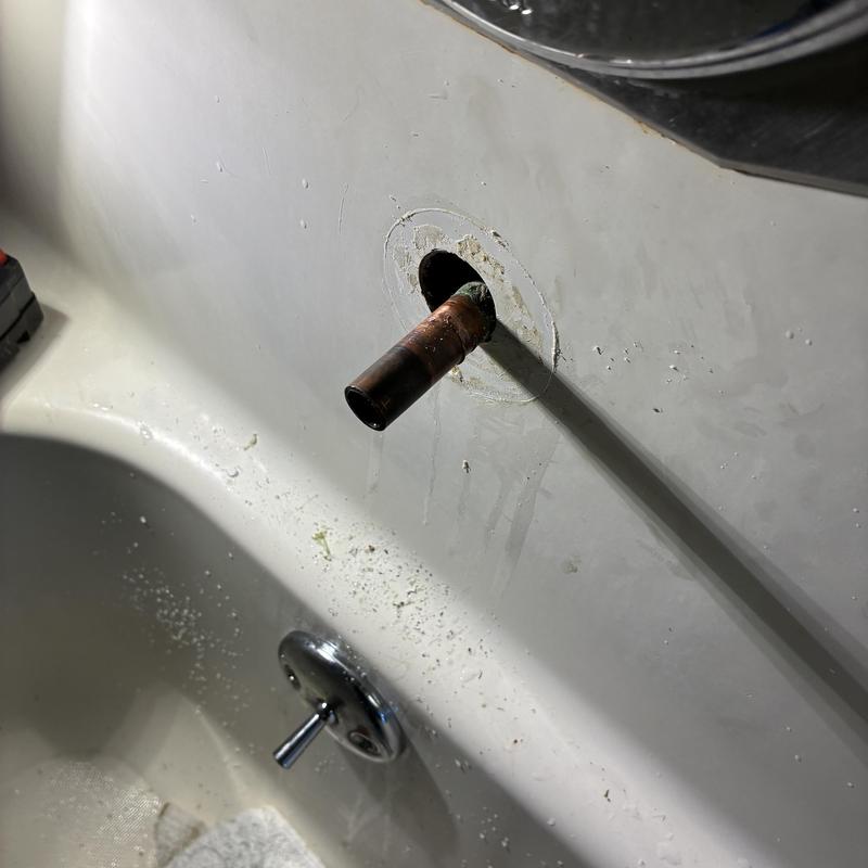 Detailed view of Leak Repair setup by Heise's Plumbing