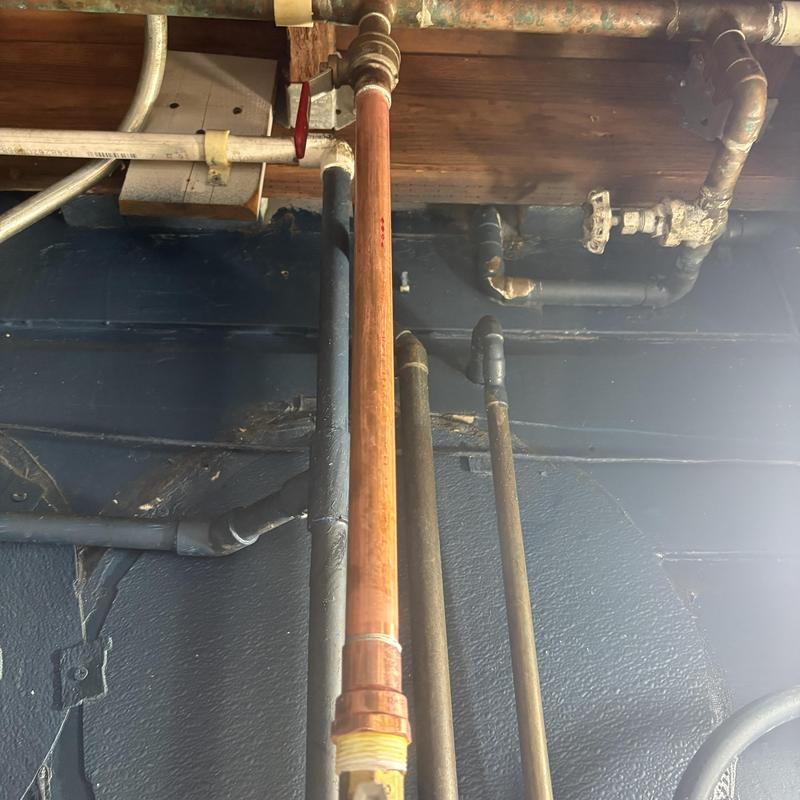 Detailed view of Leak Repair setup by Heise's Plumbing