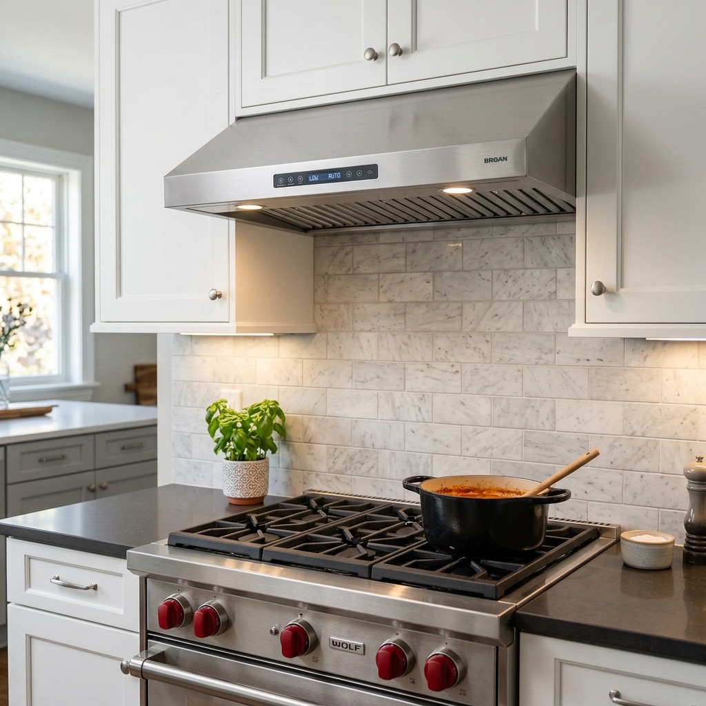 Broan stainless steel range hood ventilation repair service in San Francisco by Heise's Plumbing