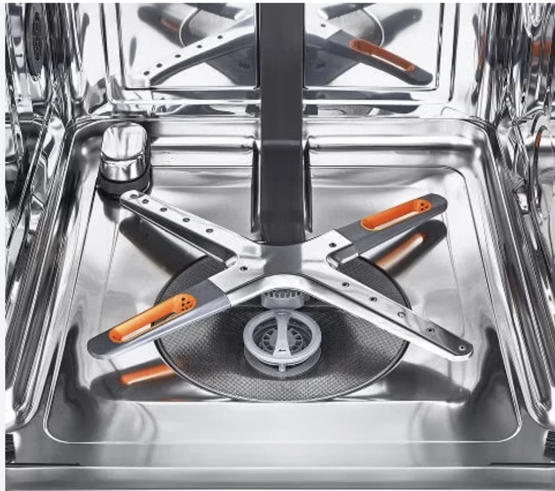 Interior view of a modern dishwasher spray arm