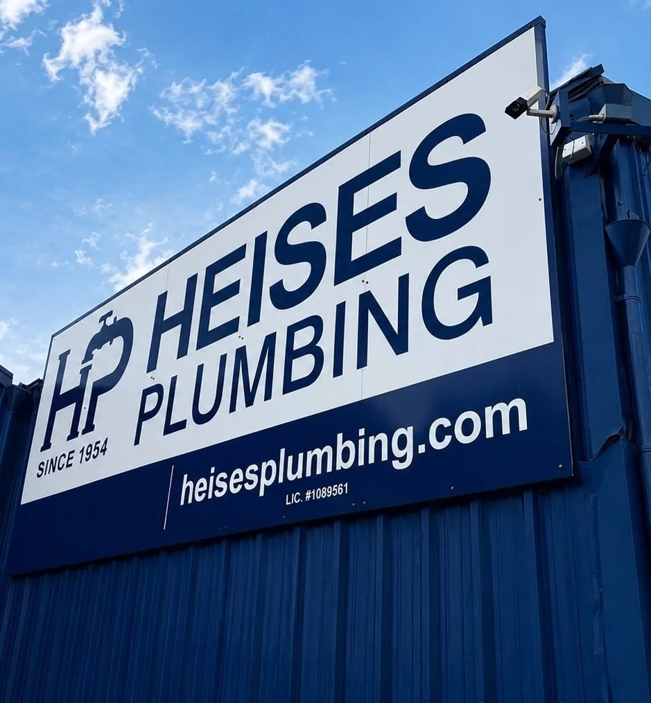 Heise's Plumbing new Evans Avenue headquarters building sign