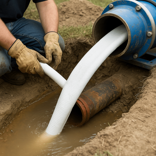 Trenchless pipe lining to rehabilitate damaged sewer pipes without excavation