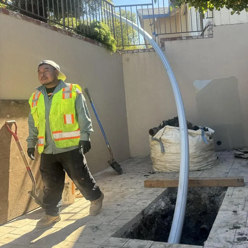 Connecting a new HDPE water service pipe in Easton Addition, Burlingame by Heise's Plumbing