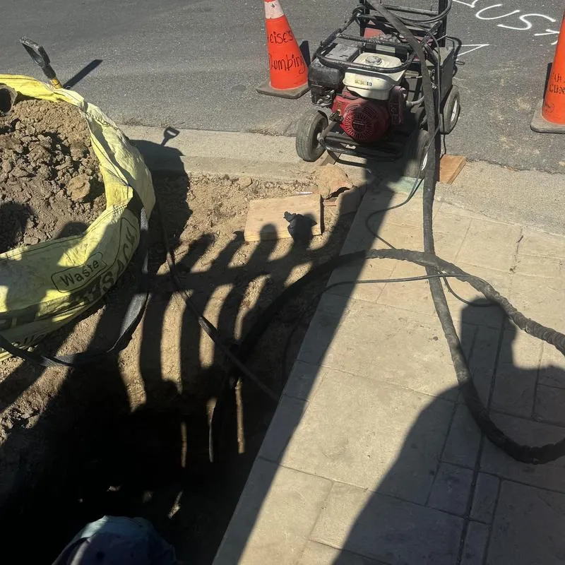 Completed trenchless water line installation in Easton Addition, Burlingame by Heise's Plumbing